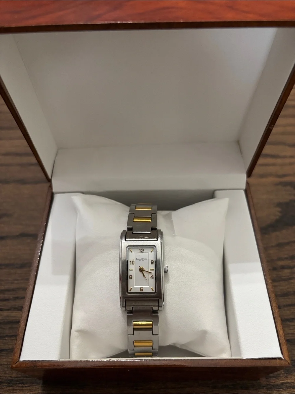 Kenneth Cole Two-Tone Silver and Gold Rectangular Ladies Bracelet Watch